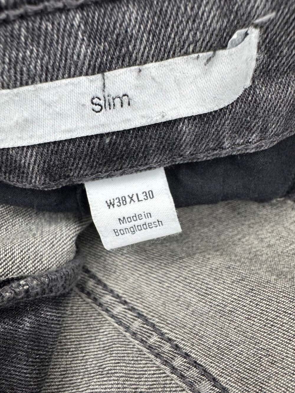 Men’s Slim Fit Gray Stretch Denim Jeans W38 L30 Distressed Pocketless Back - Picture 2 of 6